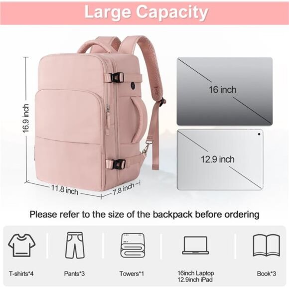 Travel Backpack for Women, Flight Approved Carry On Backpack main image 7